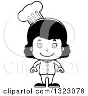 Lineart Clipart Of A Cartoon Happy Black Girl Chef Royalty Free Outline Vector Illustration