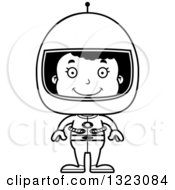 Lineart Clipart Of A Cartoon Happy Black Girl Astronaut Royalty Free Outline Vector Illustration