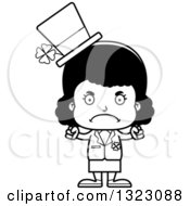 Lineart Clipart Of A Cartoon Mad Black St Patricks Day Girl Royalty Free Outline Vector Illustration