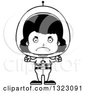 Lineart Clipart Of A Cartoon Mad Black Space Girl Royalty Free Outline Vector Illustration