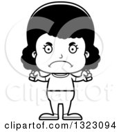 Lineart Clipart Of A Cartoon Mad Casual Black Girl Royalty Free Outline Vector Illustration