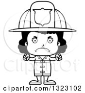 Poster, Art Print Of Cartoon Lineart Mad Black Girl Firefighter