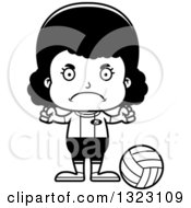 Lineart Clipart Of A Cartoon Mad Black Girl Volleyball Player Royalty Free Outline Vector Illustration