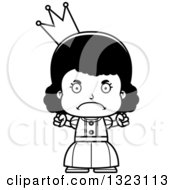 Lineart Clipart Of A Cartoon Mad Black Girl Princess Royalty Free Outline Vector Illustration by Cory Thoman