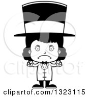 Lineart Clipart Of A Cartoon Mad Black Girl Circus Ringmaster Royalty Free Outline Vector Illustration