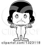 Lineart Clipart Of A Cartoon Mad Black Girl Wearing Pajamas Royalty Free Outline Vector Illustration