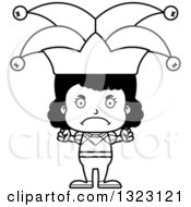 Lineart Clipart Of A Cartoon Mad Black Girl Jester Royalty Free Outline Vector Illustration