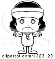 Lineart Clipart Of A Cartoon Mad Black Girl Lifeguard Royalty Free Outline Vector Illustration