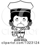 Lineart Clipart Of A Cartoon Mad Black Girl Mailman Royalty Free Outline Vector Illustration