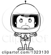 Poster, Art Print Of Cartoon Lineart Mad Black Girl Astronaut