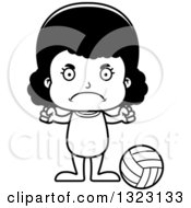 Lineart Clipart Of A Cartoon Mad Black Girl Beach Volleyball Player Royalty Free Outline Vector Illustration