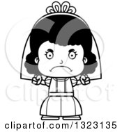 Lineart Clipart Of A Cartoon Mad Black Girl Bride Royalty Free Outline Vector Illustration
