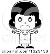 Lineart Clipart Of A Cartoon Mad Black Business Girl Royalty Free Outline Vector Illustration