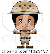 Clipart Of A Cartoon Mad Black Boy Zookeeper Royalty Free Vector Illustration