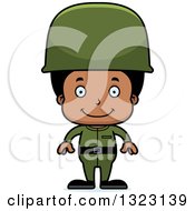 Clipart Of A Cartoon Happy Black Boy Army Soldier Royalty Free Vector Illustration