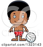 Poster, Art Print Of Cartoon Happy Black Boy Beach Volleyball Player