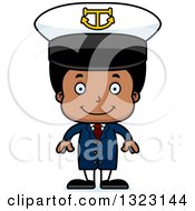 Clipart Of A Cartoon Happy Black Boy Captain Royalty Free Vector Illustration