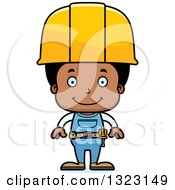 Poster, Art Print Of Cartoon Happy Black Boy Construction Worker