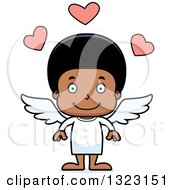 Clipart Of A Cartoon Happy Black Boy Cupid Royalty Free Vector Illustration