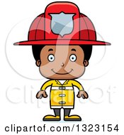 Poster, Art Print Of Cartoon Happy Black Boy Firefighter