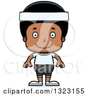 Clipart Of A Cartoon Mad Black Fitness Boy Royalty Free Vector Illustration