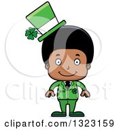 Clipart Of A Cartoon Happy Black St Patricks Day Boy Royalty Free Vector Illustration