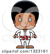 Clipart Of A Cartoon Happy Black Karate Boy Royalty Free Vector Illustration