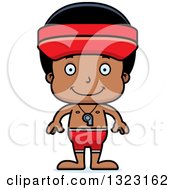 Cartoon Happy Black Boy Lifeguard