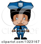 Poster, Art Print Of Cartoon Happy Black Boy Police Officer