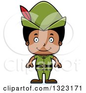 Clipart Of A Cartoon Happy Black Robin Hood Boy Royalty Free Vector Illustration