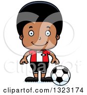 Poster, Art Print Of Cartoon Happy Black Boy Soccer Player
