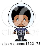 Clipart Of A Cartoon Happy Black Futuristic Space Boy Royalty Free Vector Illustration