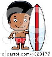 Poster, Art Print Of Cartoon Happy Black Surfer Boy