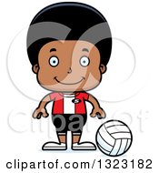 Poster, Art Print Of Cartoon Happy Black Boy Volleyball Player