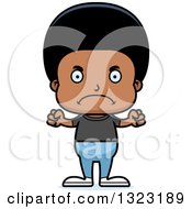 Clipart Of A Cartoon Mad Casual Black Boy Royalty Free Vector Illustration