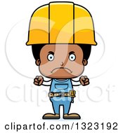 Clipart Of A Cartoon Mad Black Boy Construction Worker Royalty Free Vector Illustration