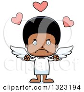 Clipart Of A Cartoon Mad Black Boy Cupid Royalty Free Vector Illustration