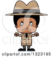 Clipart Of A Cartoon Mad Black Boy Detective Royalty Free Vector Illustration