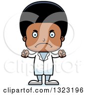 Clipart Of A Cartoon Mad Black Boy Doctor Royalty Free Vector Illustration