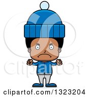 Clipart Of A Cartoon Mad Black Boy In Winter Clothes Royalty Free Vector Illustration