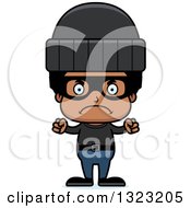 Clipart Of A Cartoon Mad Black Boy Robber Royalty Free Vector Illustration