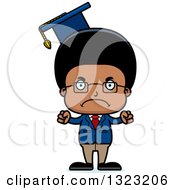 Clipart Of A Cartoon Mad Black Boy Professor Royalty Free Vector Illustration