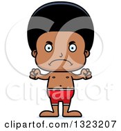 Clipart Of A Cartoon Mad Black Swimmer Boy Royalty Free Vector Illustration