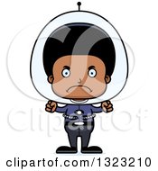 Clipart Of A Cartoon Mad Black Futuristic Space Boy Royalty Free Vector Illustration
