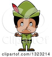 Clipart Of A Cartoon Mad Black Robin Hood Boy Royalty Free Vector Illustration