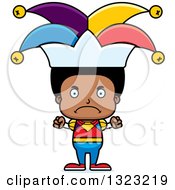 Clipart Of A Cartoon Mad Black Boy Jester Royalty Free Vector Illustration