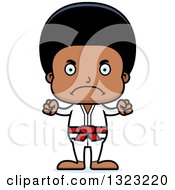 Clipart Of A Cartoon Mad Black Karate Boy Royalty Free Vector Illustration