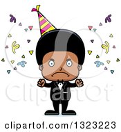 Clipart Of A Cartoon Mad Black Party Boy Royalty Free Vector Illustration
