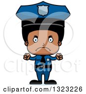 Clipart Of A Cartoon Mad Black Boy Police Officer Royalty Free Vector Illustration