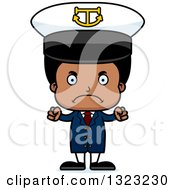 Clipart Of A Cartoon Mad Black Boy Captain Royalty Free Vector Illustration